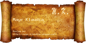 Mayr Klaudia névjegykártya